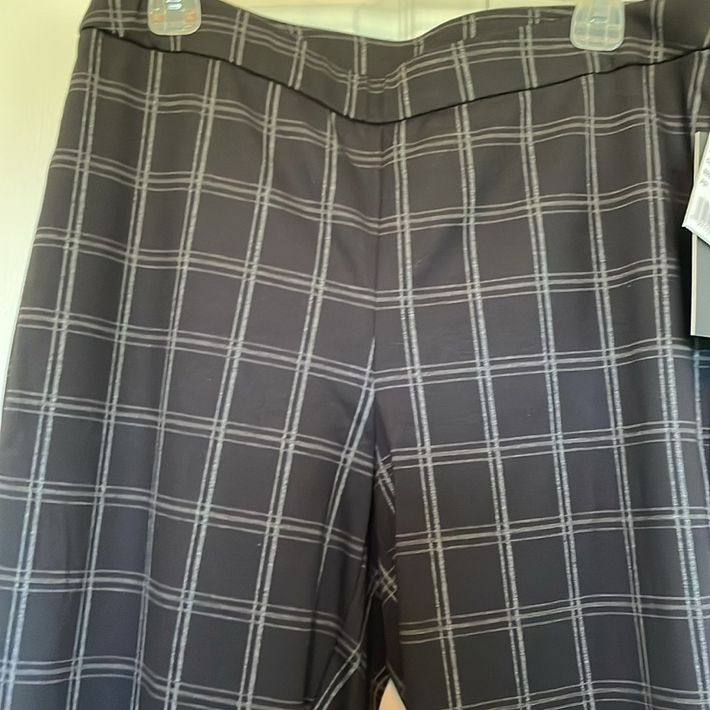 NWT Briggs PL plaid comfort waistband hidden elastic no pockets pull on pants